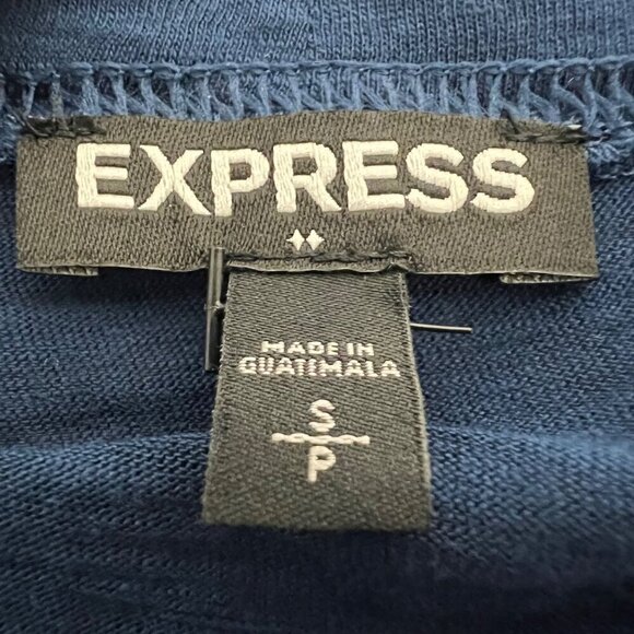 Express Womens Long Sleeve Choker Cut Out Semi Sheer Top Blue S - Picture 7 of 8